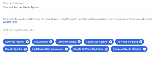 Mit einer Custom Intent Zielgruppe sprechen Sie Nutzer anhand eines ähnlichen Suchverhaltens an