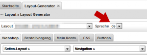 Screenshot: Sprachwahl im Layout-Generator