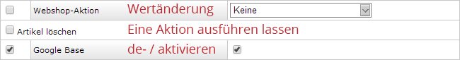 Verschiedene Typen der Optionen in der Stapelverarbeitung