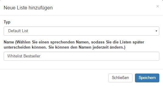 Abb. 3: Listentyp und Listennamen bestimmen