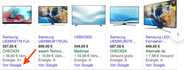 Abb. 7: Google Shopping Ergebnisse, Bildquelle: Google Suche