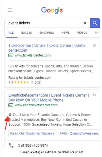 Abb. 6: AMP Label Abbildung in der Google Suche, Quelle: searchengineland.com