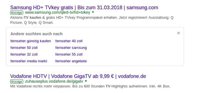 Abb. 9: Ähnliche Suchanfragen, Bildquelle: www.adseed.de